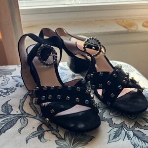 J. Crew Black Sandals with Multicolor Studs